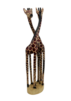 Preview: Eng verschlungenes Giraffenpaar - handgeschnitzt